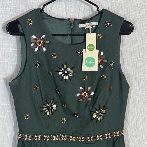 NWT Boden Brunswick emerald‎ embellished dress sz 8R - Picture 3 of 13